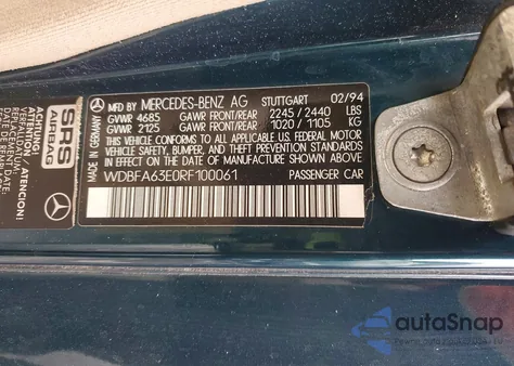 1994 Mercedes-Benz Sl 320 z USA, uszkodzony, nr VIN WDBFA63E0RF100061